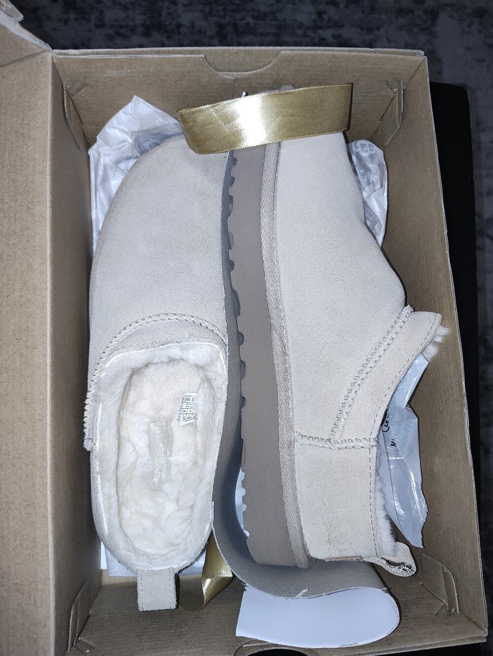 UGG Women's Suede Shearling-Lined Slip-Ons in Light Beige - Picture 2 of 9